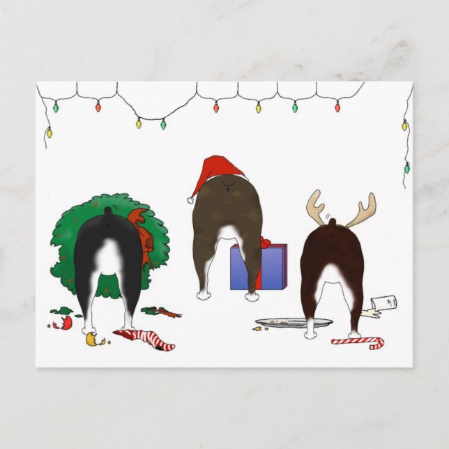 Cartes Pour Fêtes Annuelles Butt A Boston Terrier Christmas (Devant)
