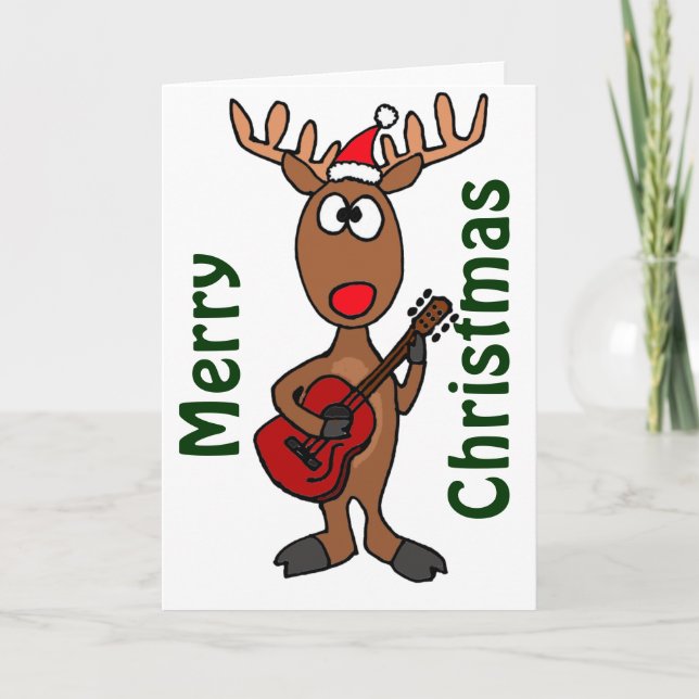 Cartes Pour Fêtes Annuelles BY- Reindeer Jouer de la guitare (Devant)