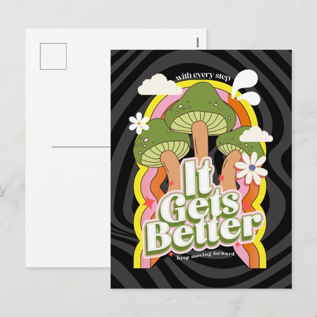 Cartes Pour Fêtes Annuelles Ça devient mieux | Sensations Super Good Vibes & R (Devant / Derrière)