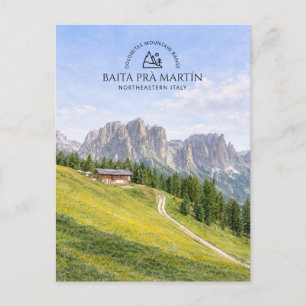 Cartes Pour Fêtes Annuelles Cabane alpine dans les Dolomites Aquarelle Paysage