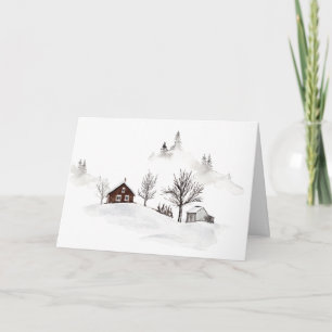 Cartes Pour Fêtes Annuelles Cabane de Noël dans la scène de montagnes