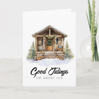 Cartes Pour Fêtes Annuelles Cabane Rustique Bonne Nouvelle de Noël