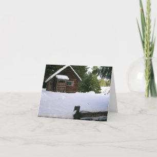 Cartes Pour Fêtes Annuelles Cabine dans la forêt de neige