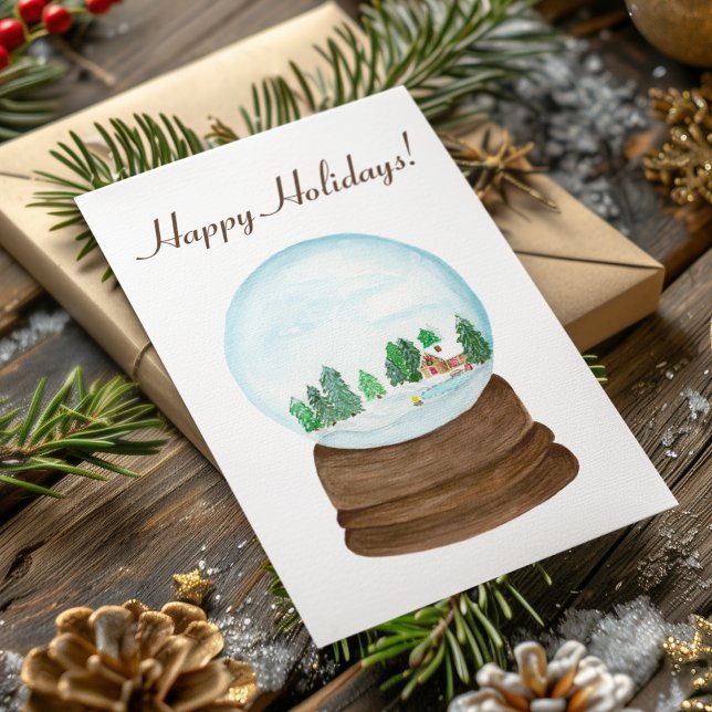 Cartes Pour Fêtes Annuelles Cabine du journal du lobe de neige aquarelle (Créateur téléchargé)