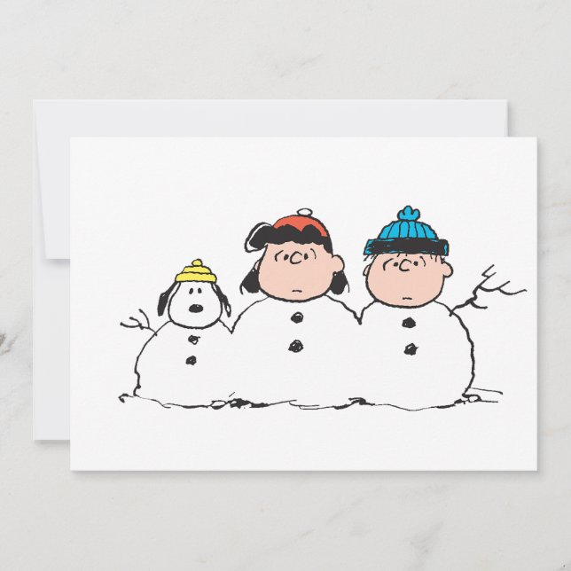 Cartes Pour Fêtes Annuelles cacahuètes | 3 Personne Snowman (Devant)