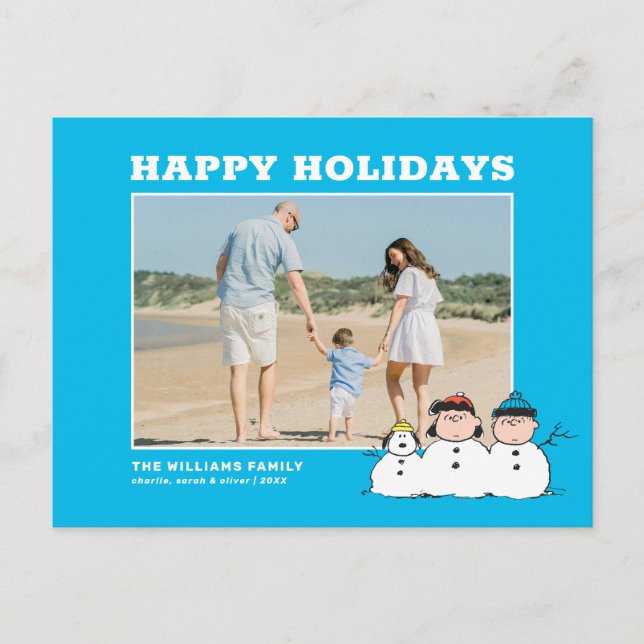 Cartes Pour Fêtes Annuelles cacahuètes | 3 Personne Snowman (Devant)