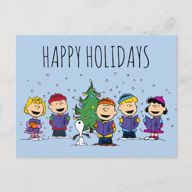 Cartes Pour Fêtes Annuelles cacahuètes | Autour de l'arbre de Noël (Devant)
