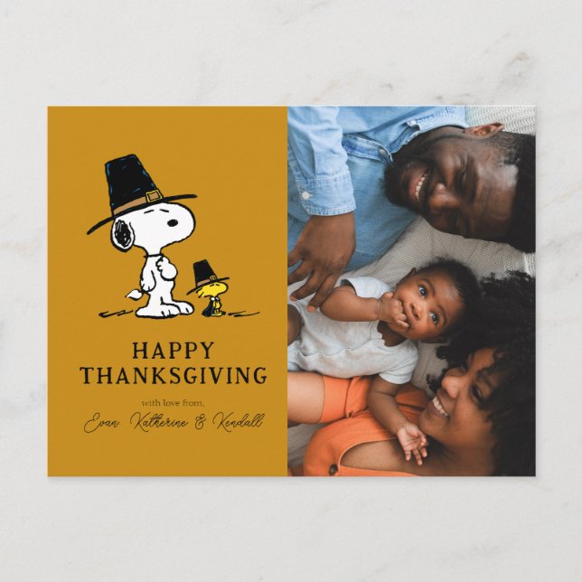 Cartes Pour Fêtes Annuelles cacahuètes | Bons thanksgivings pèlerins (Devant)