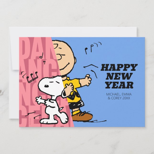 Cartes Pour Fêtes Annuelles cacahuètes | Charlie Brown & Snoopy Bonne année (Devant)