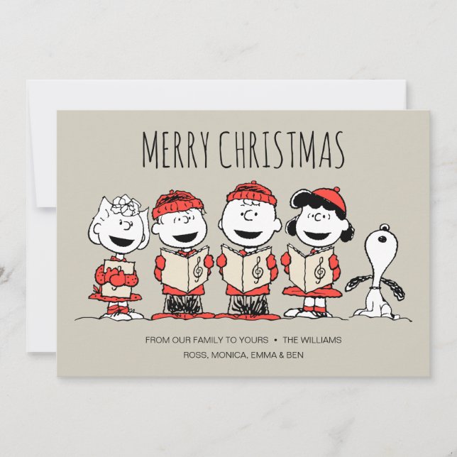 Cartes Pour Fêtes Annuelles cacahuètes | Joyeuse Chorale de Noël (Devant)