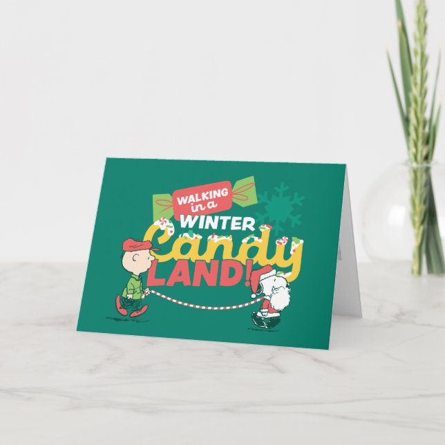 Cartes Pour Fêtes Annuelles cacahuètes | Marcher Dans Un Pays De Bonbons D'Hiv (Devant)