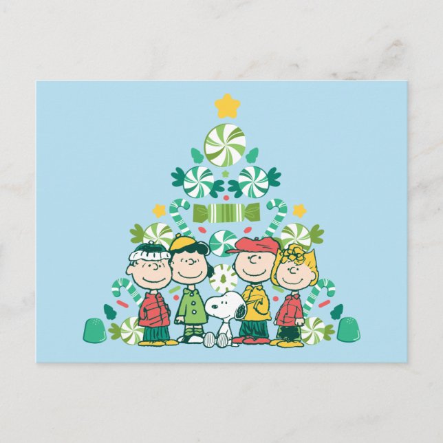 Cartes Pour Fêtes Annuelles Cacahuètes | Sapin de Noël à la menthe poivrée (Devant)