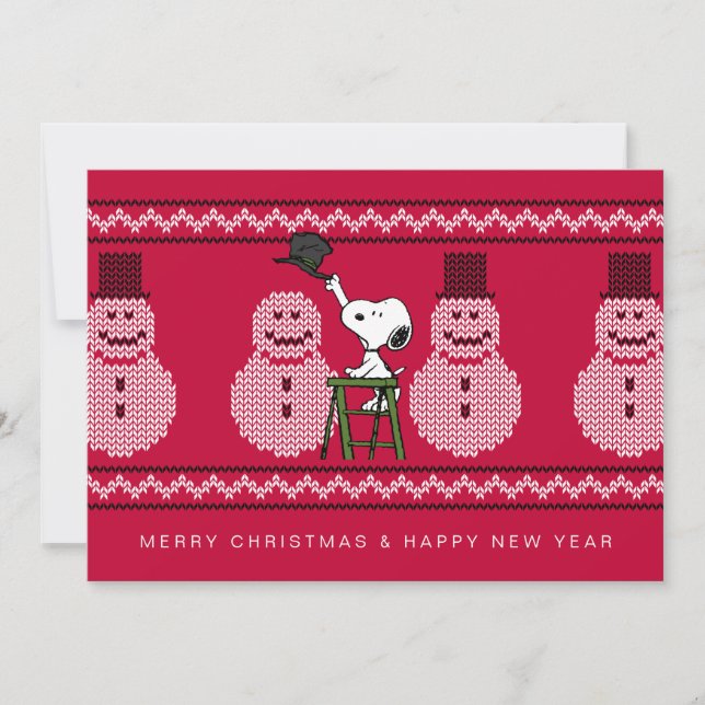 Cartes Pour Fêtes Annuelles cacahuètes | Snoopy Christmas Sweater Snowman (Devant)