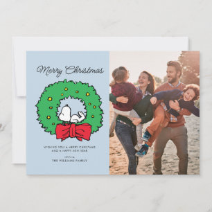 Cartes Pour Fêtes Annuelles cacahuètes   Snoopy Christmas Wreath