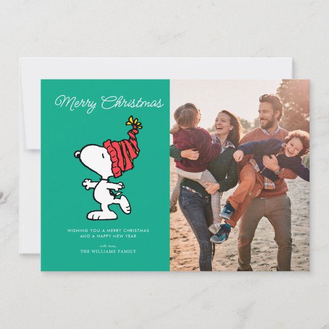 Cartes Pour Fêtes Annuelles cacahuètes | Snoopy hiver Joyeux Noël (Devant)