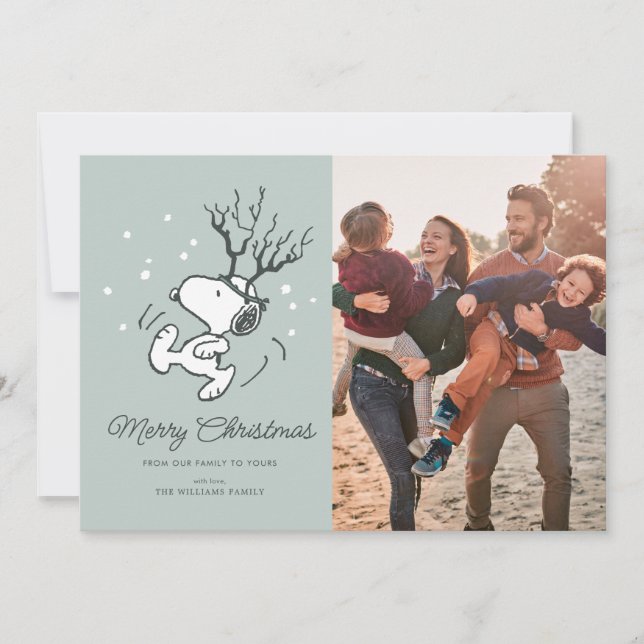 Cartes Pour Fêtes Annuelles cacahuètes | Snoopy Reindeer Crossing Noël (Devant)