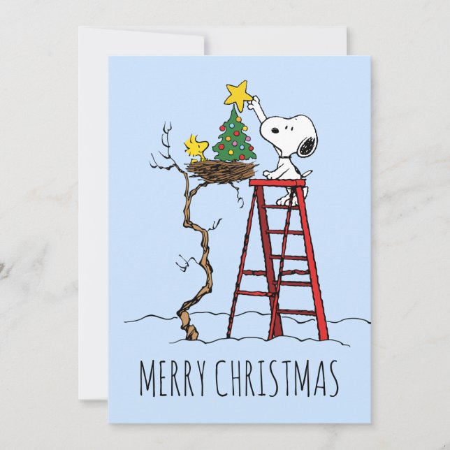 Cartes Pour Fêtes Annuelles cacahuètes | Snoopy & Woodstock | Ajouter vos phot (Devant)
