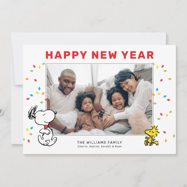 Cartes Pour Fêtes Annuelles cacahuètes | Snoopy & Woodstock Bonne année (Devant)