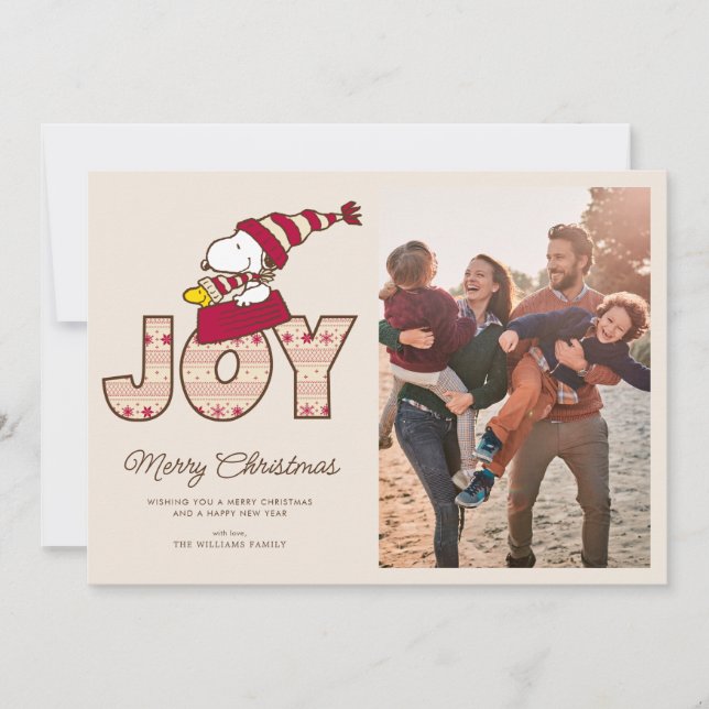 Cartes Pour Fêtes Annuelles cacahuètes | Snoopy & Woodstock Joy Sled Ride (Devant)