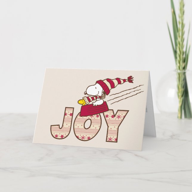 Cartes Pour Fêtes Annuelles cacahuètes | Snoopy & Woodstock Joy Sled Ride (Devant)
