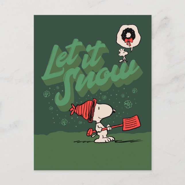 Cartes Pour Fêtes Annuelles cacahuètes | Snoopy & Woodstock Laisser neiger (Devant)