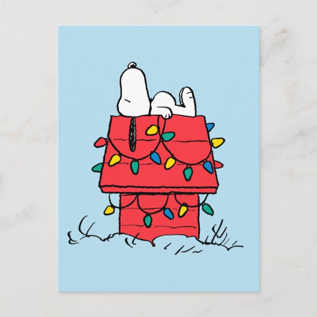 Cartes Pour Fêtes Annuelles cacahuètes | Snoopy's Dog House With Lights (Devant)