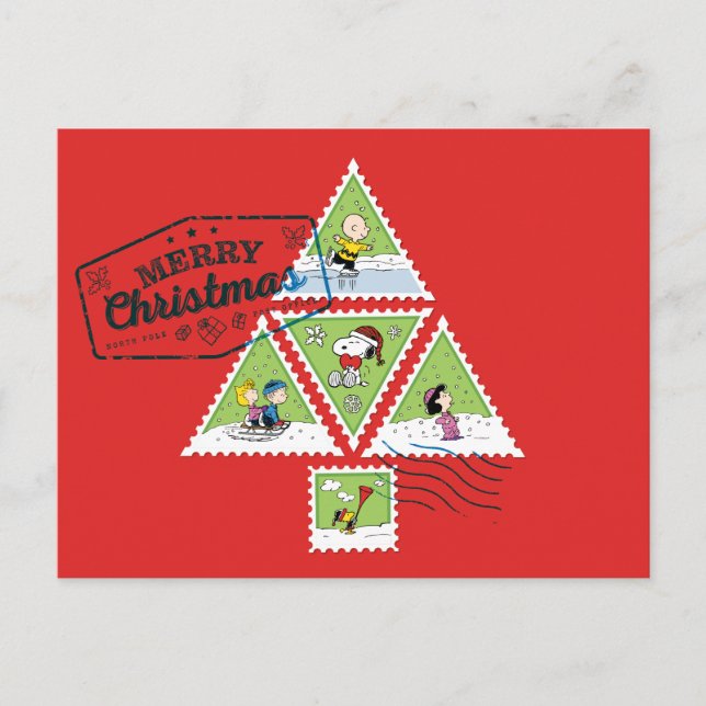 Cartes Pour Fêtes Annuelles cacahuètes | Timbres d'arbustes de Noël (Devant)
