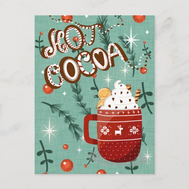 Cartes Pour Fêtes Annuelles Cacao Chaud - Mug Fêtes de Noël Bleu (Devant)