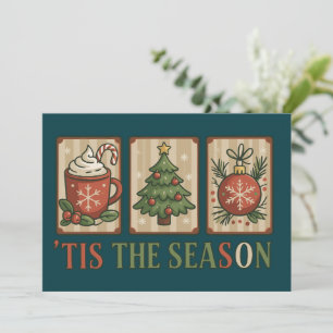Cartes Pour Fêtes Annuelles Cacao d'arbre de Noël Rétro Fêtes C'est la saison 