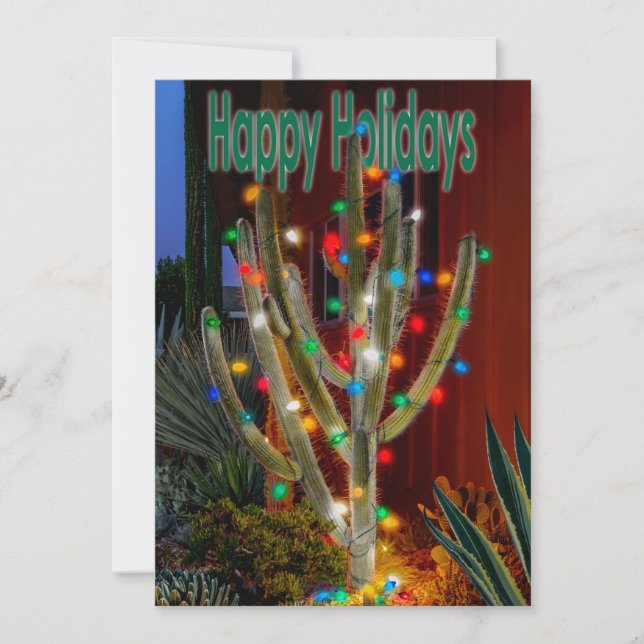 Cartes Pour Fêtes Annuelles Cactus de Noël avec Joyeuses Fêtes (Devant)