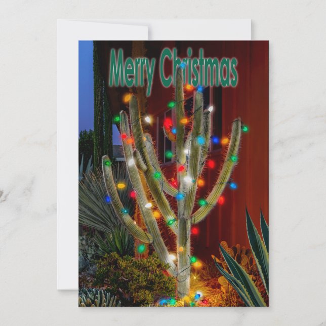 Cartes Pour Fêtes Annuelles Cactus de Noël avec Joyeux Noël. (Devant)