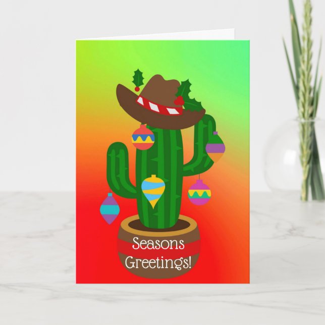 Cartes Pour Fêtes Annuelles Cactus de vacances Joyeuses Fêtes (Devant)