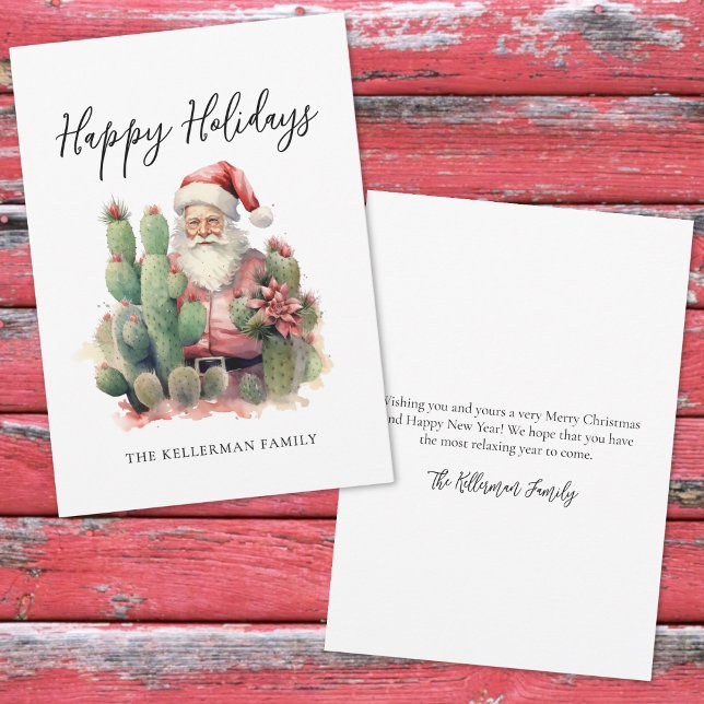 Cartes Pour Fêtes Annuelles Cactus Santa Joyeuses Fêtes Noël (Cactus Santa Happy Holidays Christmas Holiday Card)