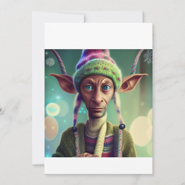 Cartes Pour Fêtes Annuelles Cadeau Alien de Noël Elf. T-shirts (Devant)