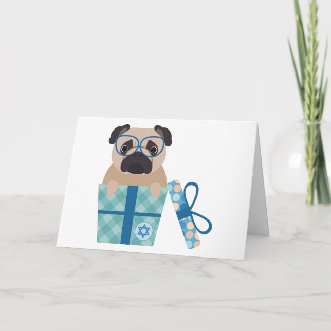 Cartes Pour Fêtes Annuelles Cadeau de carlin de Hanoukka (Devant)
