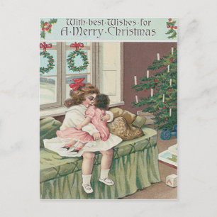 Cartes Pour Fêtes Annuelles Cadeau de fille de l'arbre de Noël du matin
