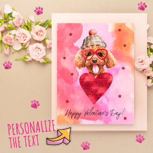 Cartes Pour Fêtes Annuelles Cadeau de la Saint-Valentin au Caniche Orange Rose