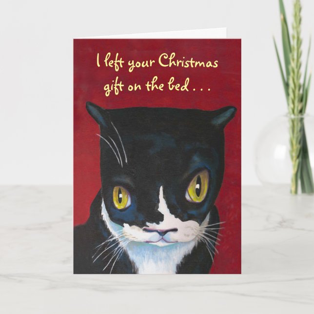 Cartes Pour Fêtes Annuelles Cadeau de Noël de chat (Devant)