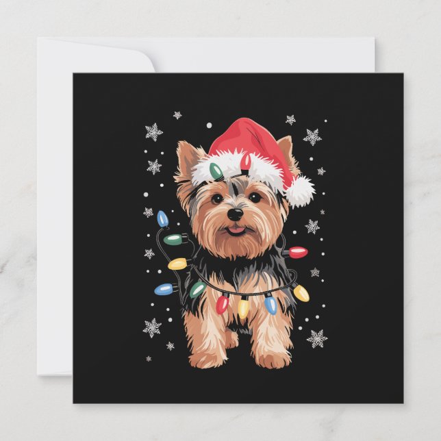 Cartes Pour Fêtes Annuelles Cadeau de Noël de chien de Yorkie Long Xmas (Devant)