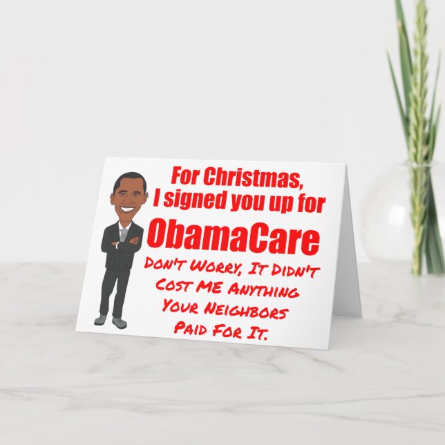 Cartes Pour Fêtes Annuelles Cadeau de Noël d'ObamaCare (Devant)