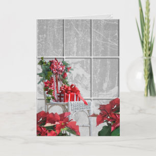 Cartes Pour Fêtes Annuelles Cadeau de Noël sur fauteuil en osier dans la fenêt