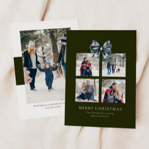 Cartes Pour Fêtes Annuelles Cadeau de Noël vert Collage avec Bow en ruban