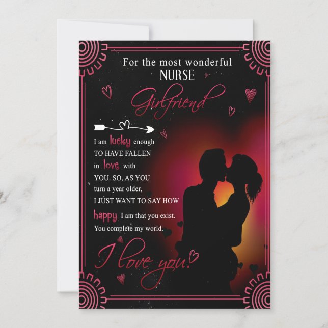 Cartes Pour Fêtes Annuelles Cadeau de petite amie infirmière | De la part de m (Devant)