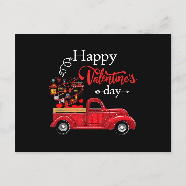 Cartes Pour Fêtes Annuelles Cadeau de pompier | Joyuse Saint-Valentin Pompier (Devant)