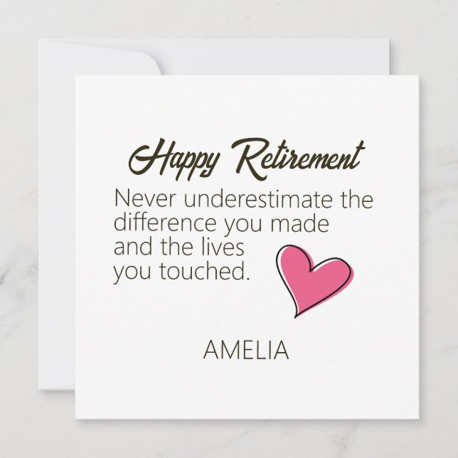 Cartes Pour Fêtes Annuelles Cadeau de retraite personnalisé avec nom (Devant)