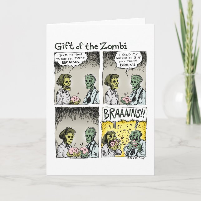 Cartes Pour Fêtes Annuelles Cadeau du Zombi (Devant)