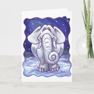 Cartes Pour Fêtes Annuelles Cadeau Eléphant blanc mignon