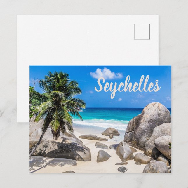 Cartes Pour Fêtes Annuelles cadeau Mahe Seychelles Carana Beach (Devant / Derrière)
