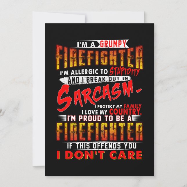 Cartes Pour Fêtes Annuelles Cadeau pompier | Je suis un pompier grincheux (Devant)