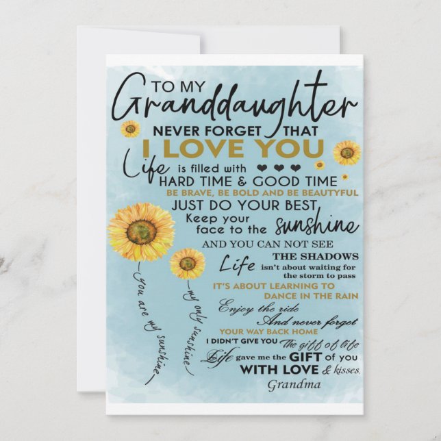 Cartes Pour Fêtes Annuelles Cadeau pour ma petite-fille, Cadeau d'anniversaire (Devant)